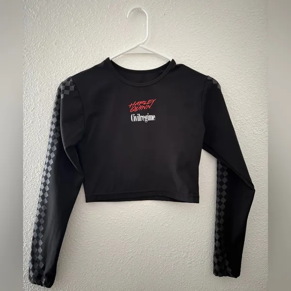Civil Regime x Harley Quinn "Harlequin" Checkered Long Sleeve Crop Top NEW Small - Image 7