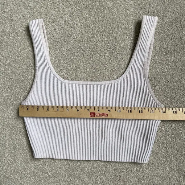 Babaton Aritizia Knit Ribbed Crop Top Tank Top White Cream Women's Small - Image 8