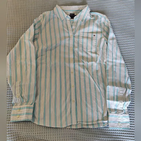 Ladies Tommy Hilfiger Stipe Oxford Top - Image 2