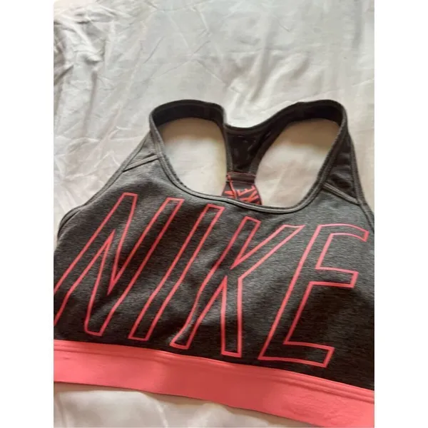 Nike Dri-Fit Grey And Pink Sports Bra Woman’s Size Small - Image 3