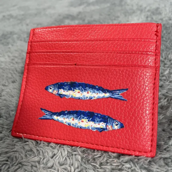 Vera & Lucy Vera Bradley Sardine Fish Card Case Wallet Slim Credit Card Red Blue BTF 6 Slots - Image 4