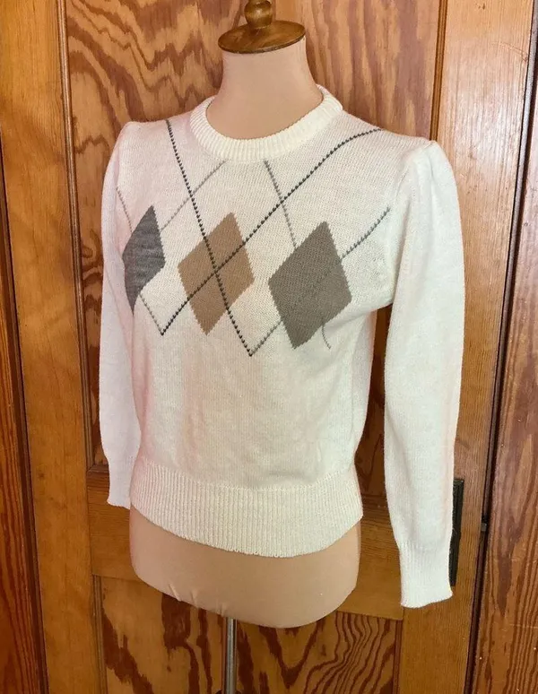 Vintage 80s hunters glen feminine argyle sweater - Image 5