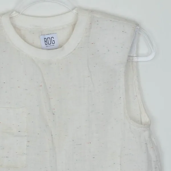 Urban Outfitters BDG Womens Sleeveless Speckled Crop Tank‎ Top Size S White Slit - Image 2