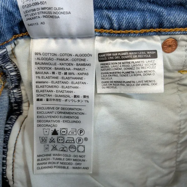 Levis Premium Ribcage Shorts Womens 25 Blue Denim High Rise Button Fly Casual‎ - Image 5