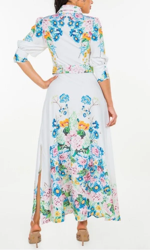 White Floral Maxi Dress Multiple - Image 3