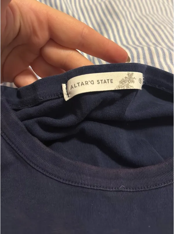 Altar'd State Navy Cropped Shirt - Image 3