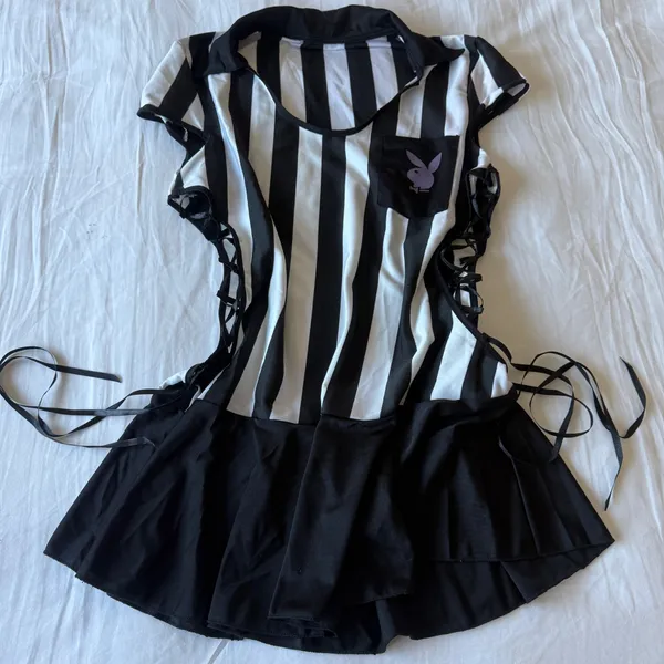 🖤💜 Playboy Referee Babe Mini Dress – Rare Purple Bunny, Lace-Up Sides 💜🖤 - Image 2