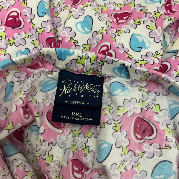 Nick & Nora Hearts Floral Pajama Pants XXL Cotton Y2K Sleepwear Cozy Cottagecore - Image 4