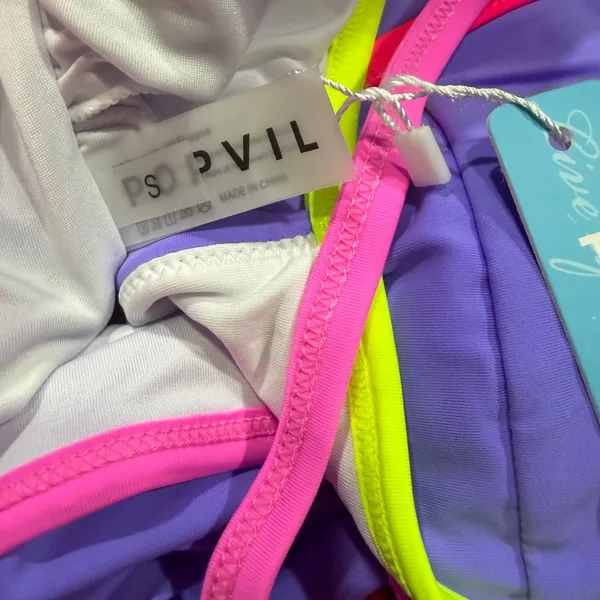 NWT Popvil Womens Purple Neon Colorblock Cutout One Piece Swimsuit Size Small‎ - Image 7