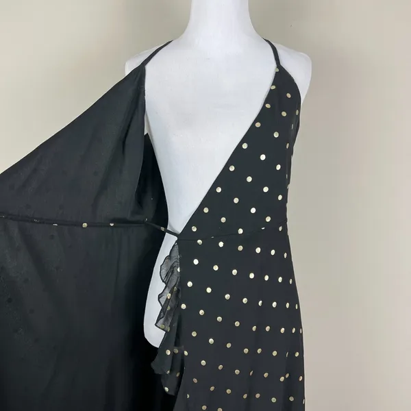 Lovers + Friends Revolve Bridget Maxi Dress Small Black Gold Polka Dot Ruffle S‎ - Image 7