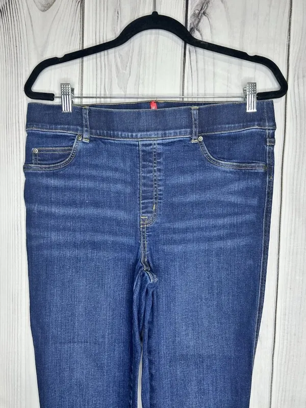Spanx Flared Denim Jeans Raw Edge Hem Rise Sz XL (34x30) 20327R - Image 2