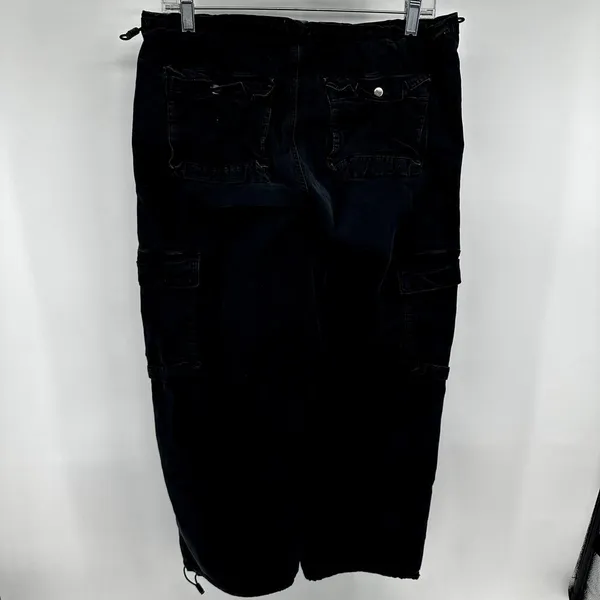 PacSun Parachute Pants Low Rise Baggy Loose Relaxed Cord Waistband Black Small - Image 6