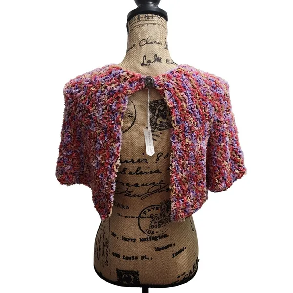 Dragon in Knots Crochet Bolero Shrug Button Closure Colorful Handmade‎ One Size - Image 2