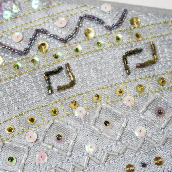 Vintage 90s Metallic Silver Beaded Sequin Mini Bag - Image 5