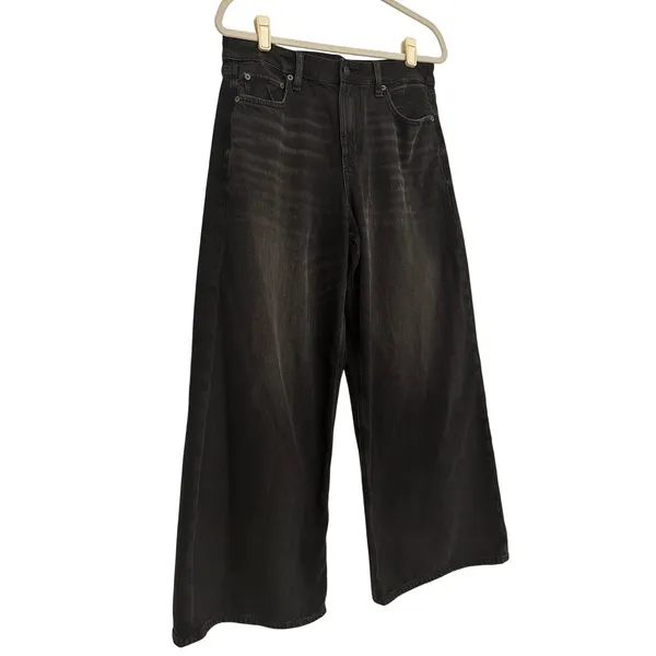 American Eagle Super High-Rise Ultra Wide Leg Jeans Black Strigid Womens 8 Short - Image 5