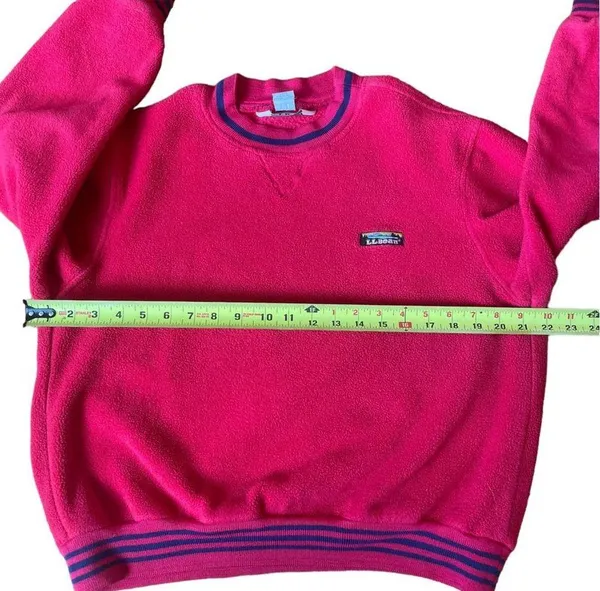 LL Bean Vintage Sherpa Crewneck Red Sweatshirt Womens Size Large - Image 6