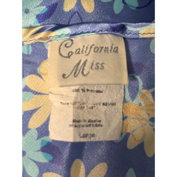 Floral Satin Mini Slip Dress Blue Yellow Daisy Print Y2K 90s Fairycore Cottage - Image 6