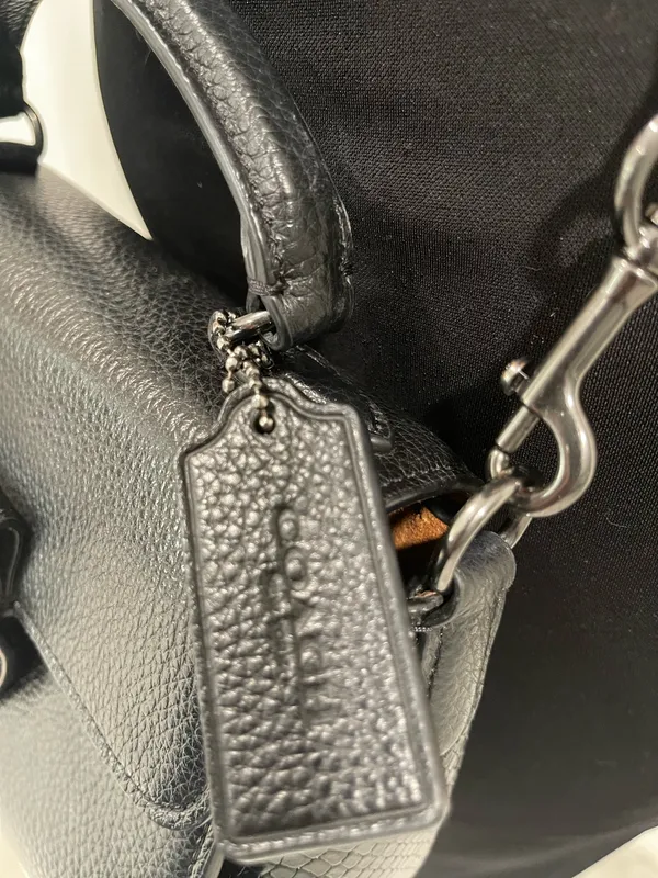 Coach Demi Sufflette Black Pebbled Leather Shoulder Bag Vintage Pouch Purse - Image 8