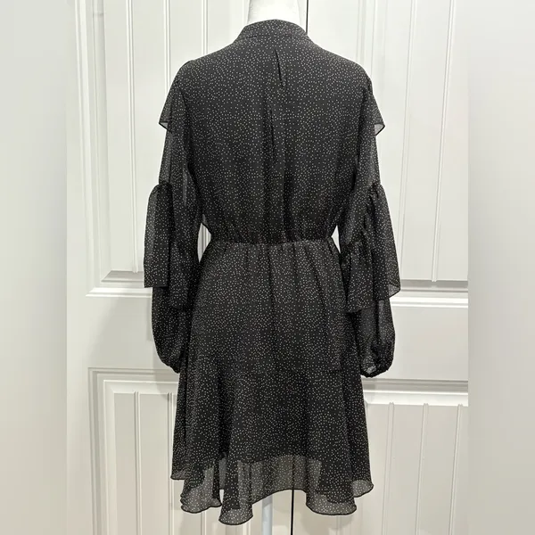 Women’s Dress Black Polka Dot Long Sleeve Bohemian Ruffle Size S - Image 2