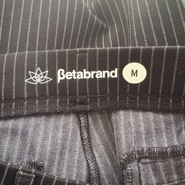 Betabrand Dress Pant Yoga Pant Black Pinstripe Straight Leg Stretch‎ Size Medium - Image 5