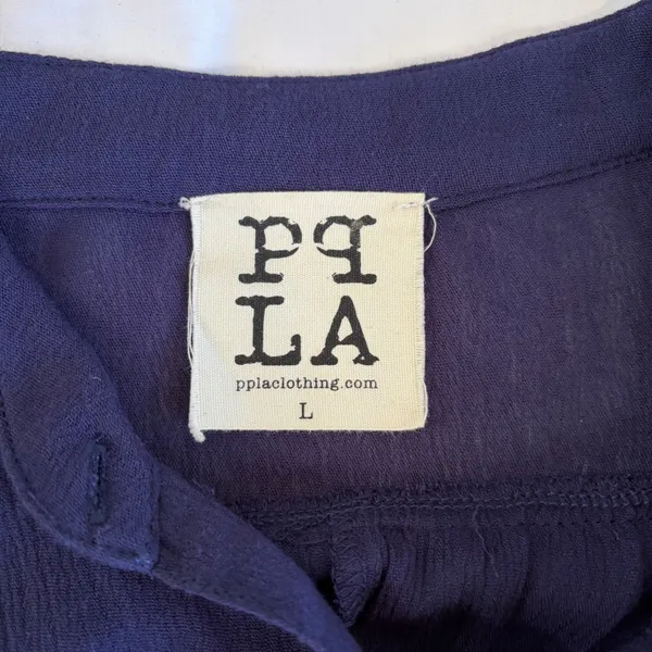 PPLA Purple Crepe Oversized Button Down‎ Blouse Short Sleeve Large Flowy Boho - Image 8