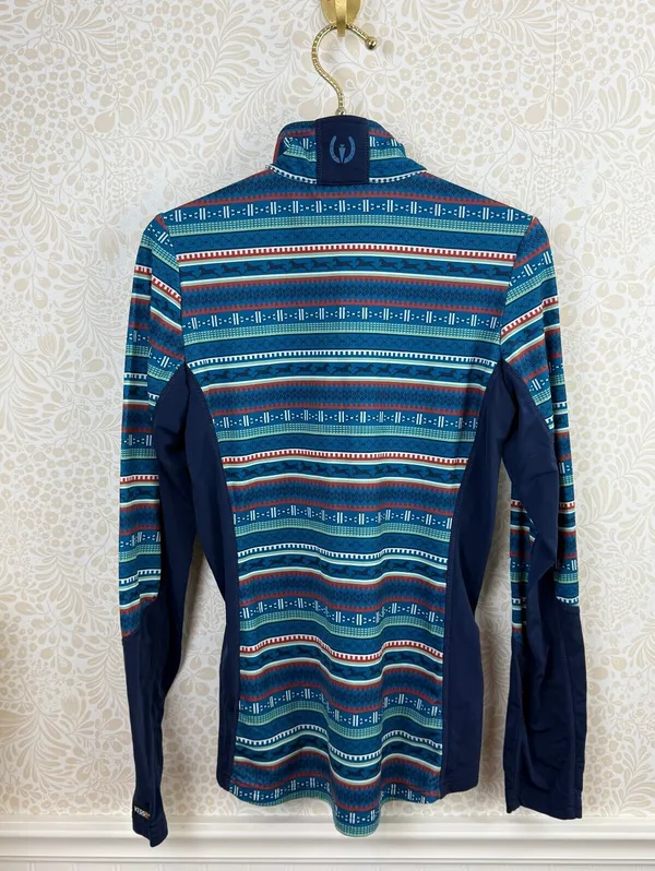 Kerrits Blue Fair Isle Rail Side Quarter-Zip Fleece Tech Top - Size - Small - Image 7