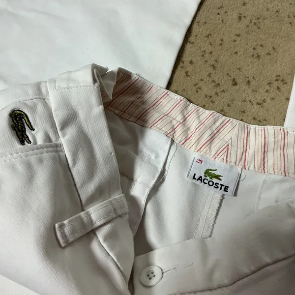 Lacoste Womens Old Money White‎ Cotton Chino Pants Straight Leg Size 29 Preppy - Image 2