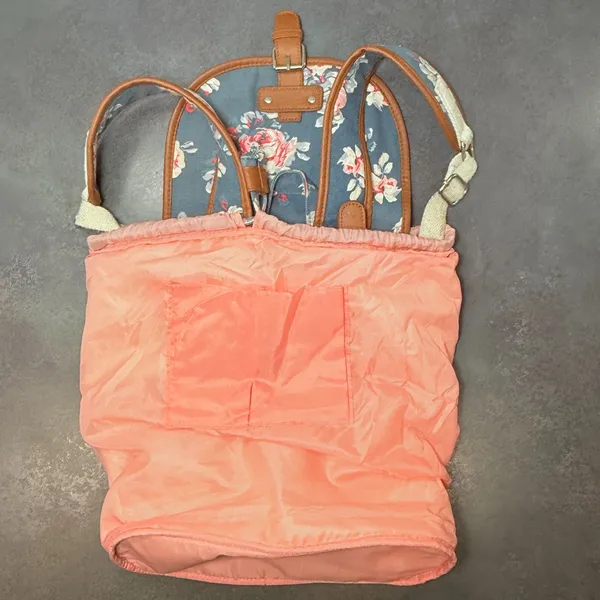 Candie’s Floral Canvas Cargo Pocket Backpack Blue Orange Y2K - Image 9
