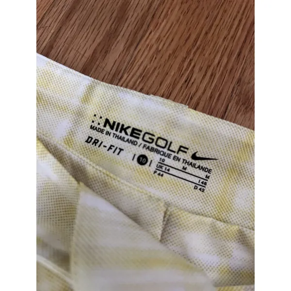 Nike‎ Yellow White Belted Womens Golf Shorts 10  Checkered - Image 2