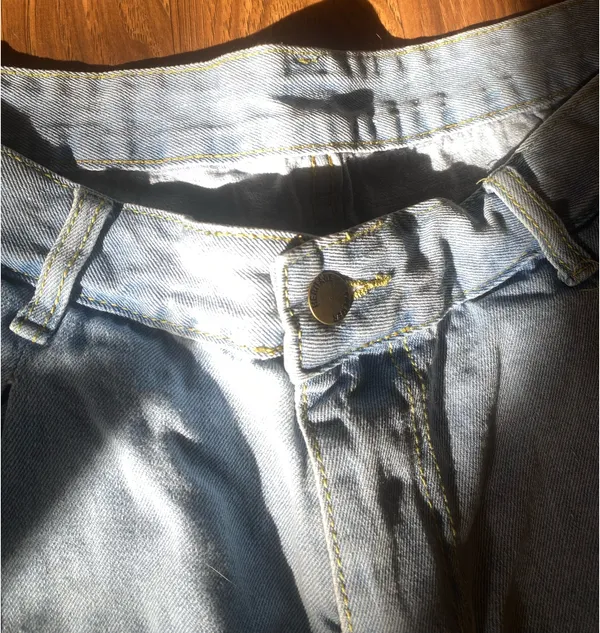 Pleated Denim Shorts Blue Size L - Image 2