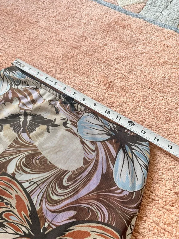 Vintage Urban Outfitters Butterfly Print Mesh Mini Skirt Brown Tan Size M - Image 5