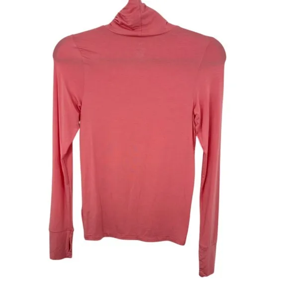 Offline by Aerie Womens Coral Pink Modal Turtleneck Long‎ Sleeve Top Thumbholes - Image 2