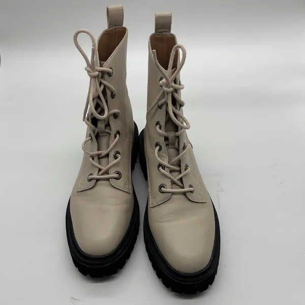 Madewell The Bradley Combat Boot Bone Leather Black Lug Sole Womens 7.5 - Image 2