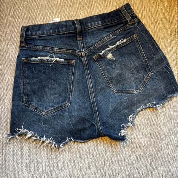 Abercrombie & Fitch Dark Blue Frayed Jean Shorts - Image 3