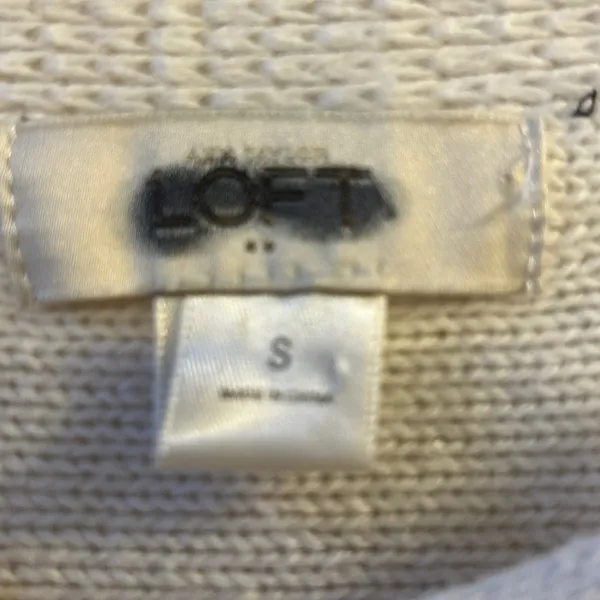 LOFT Cream Cable Knit Button Side Poncho‎ Sweater Top Womens Size S - Image 3