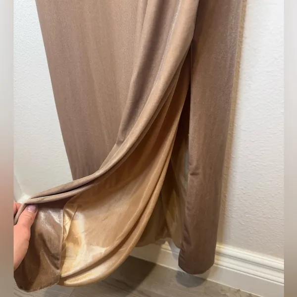 Revelry Skye‎ Velvet Champagne Cowl Neck Maxi Dress Size 2 - Image 5