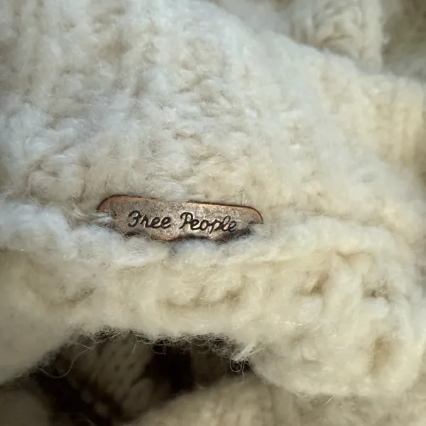 Free People White and Brown Cowl Neck Sweater - Image 5