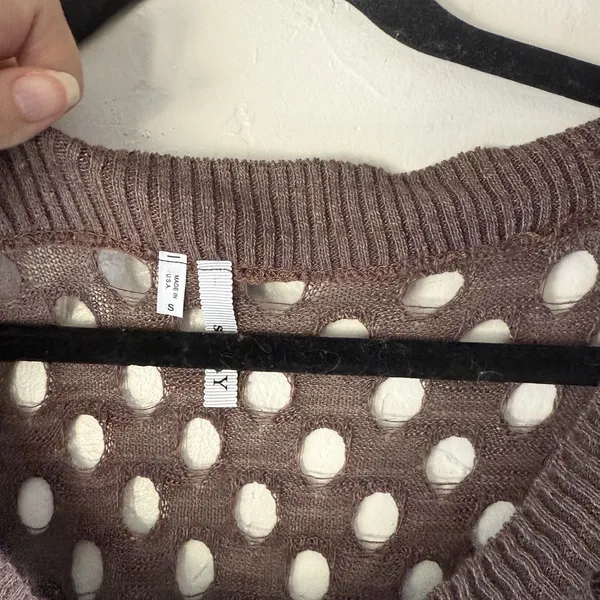 Studio Y Y2k Small Brown Short Sleeve Open‎ Knit Pullover Going Out Top - Image 4