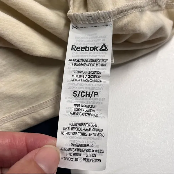 Reebok tan white marbled long sleeve tshirt hooded drawstring thumb holes‎ comfy - Image 9