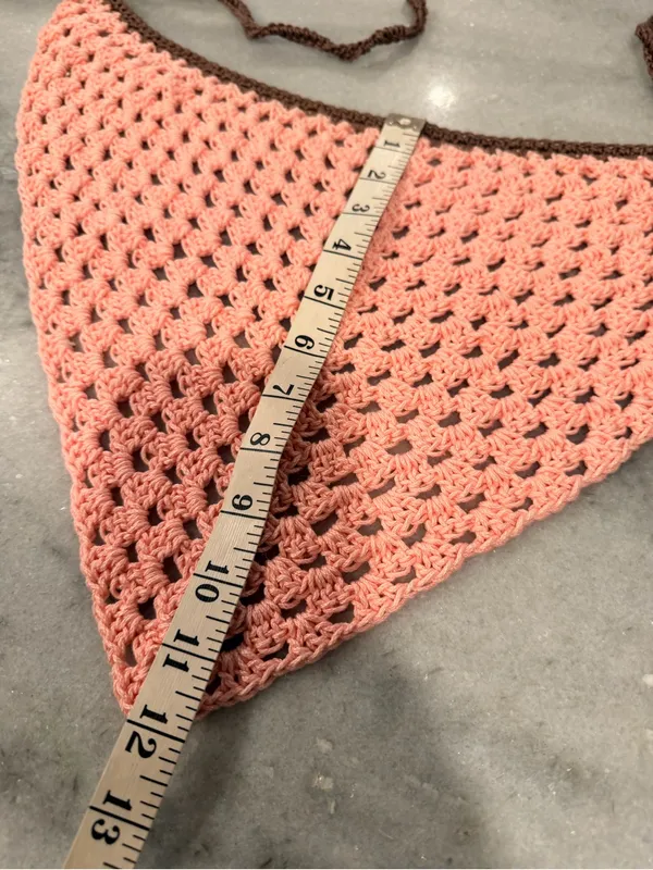 Handmade Crochet Bandana Head Scarf Cotton Boho Triangle Wrap Fest Cottagecore - Image 5