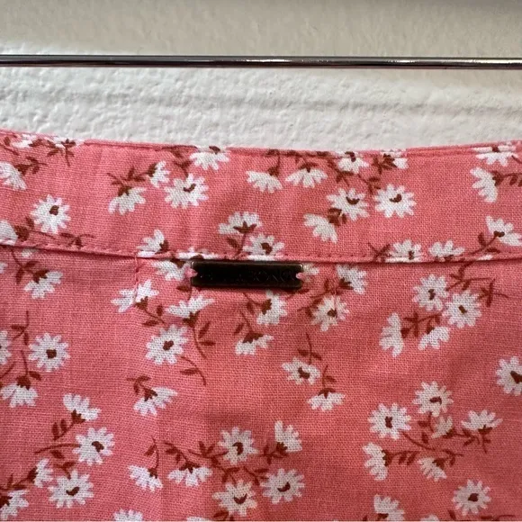 Billabong x Salty Blonde Upside Pink Floral Print Ruffle Linen Mini Skirt‎ - Image 9