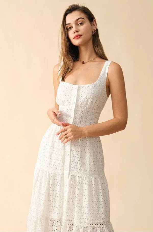 RIHOAS The Square Neck Tiered Hem Midi Dress 76 - Image 4