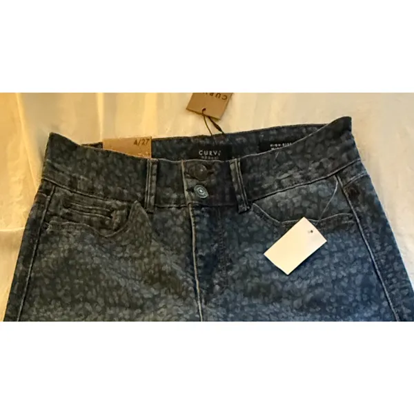Curve Appeal Jeans Womens Size 4 High Rise Wide Leg Leopard Print Cotton NWT - Image 6
