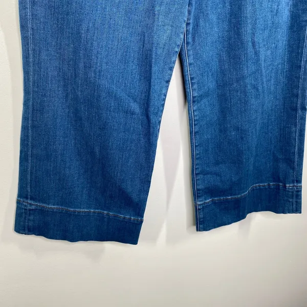 Express Womens Wide‎ Leg Cropped Flare Jeans Size 12 High Waisted Boho Festival - Image 3