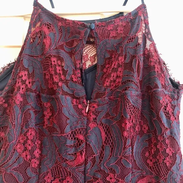 Francesca’s Blue Red Floral Lace Women’s Sleeveless Dress Size Large - Image 5