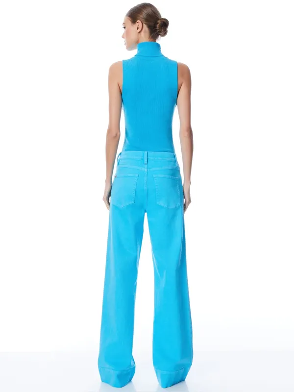 Alice + Olivia Sofia High Rise Boyfriend Jeans in Ocean Floor Blue, Size 25, NWT - Image 6