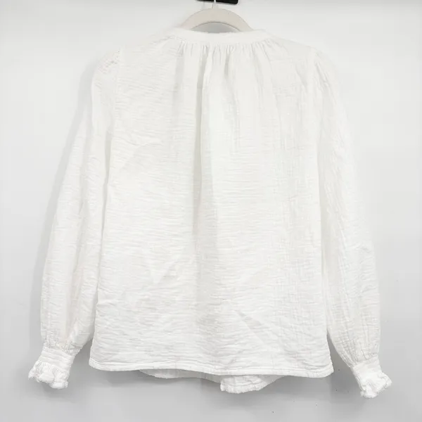 Boden Womens Evie White Double Cloth Beachy Boho Gauze Cotton Blouse Size 6 - Image 6