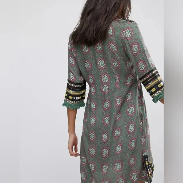 Anthropologie Raga Elena Printed Embroidered Tunic Dress Size Small - Image 4