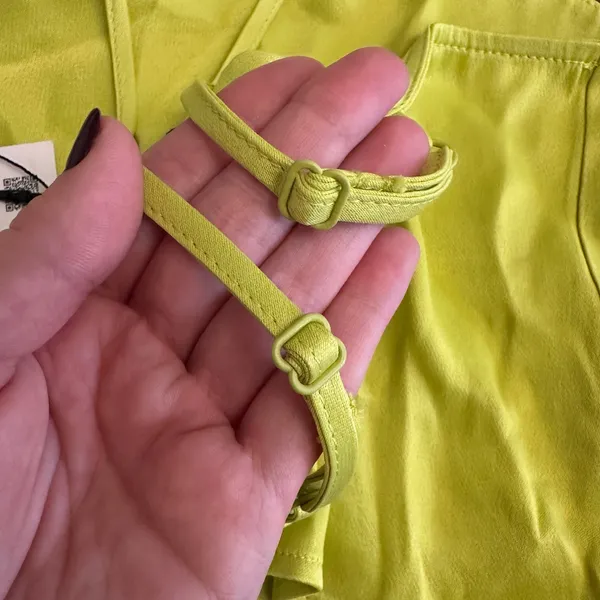 Zara NWT Satin Cropped Cowl‎ Neck Top Womens Size S Neon Green - Image 4