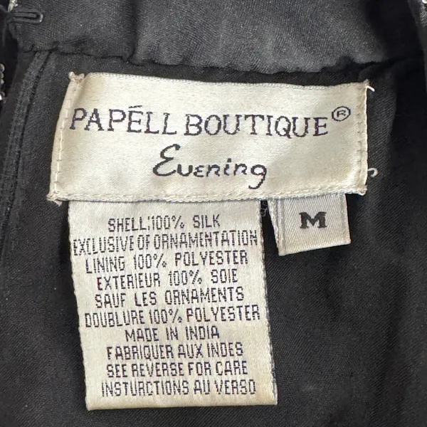 Vintage 1980s Papell Boutique Black Silver Beaded Silk Evening Top Small - Image 15